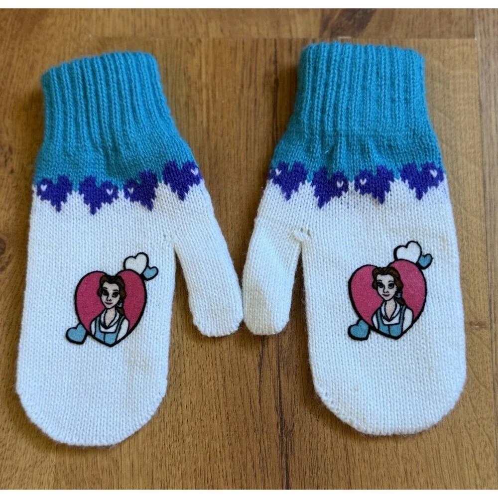 Vintage‎ 90s Disney Beauty And The Beast Belle Mittens Aqvila Retro Aqua Purple